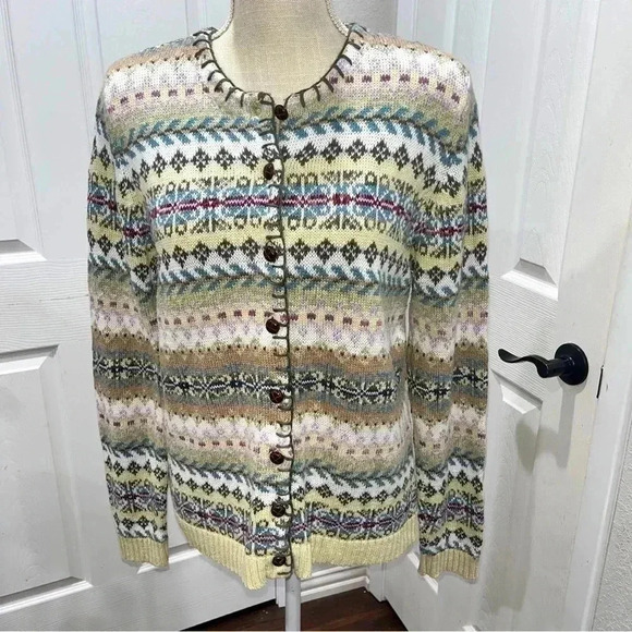 Heirloom Collectables Fair Isle Cardigan with Cool buttons and amazing colors - Picture 1 of 9
